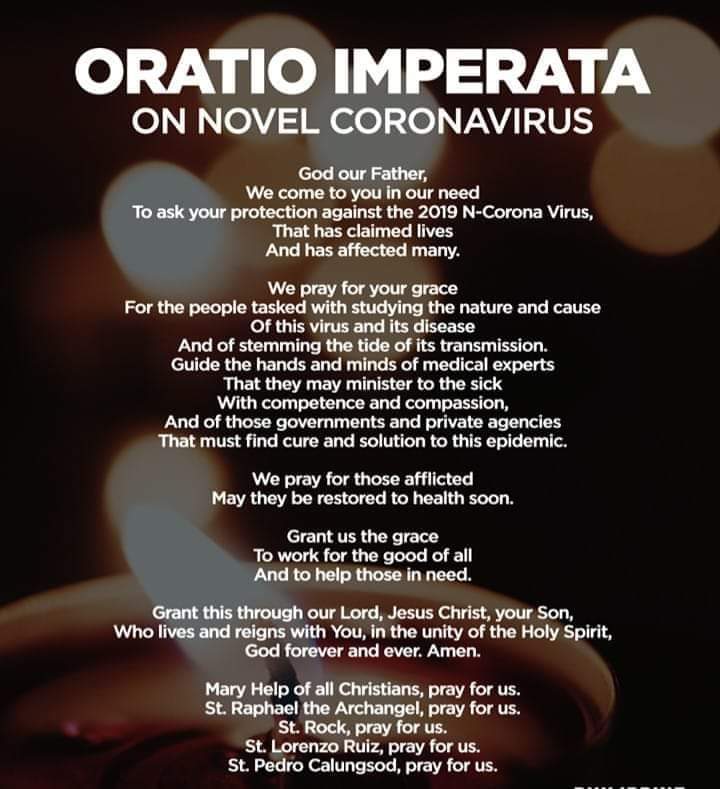 Prayer: Oratio Imperata on Novel Coronavirus
